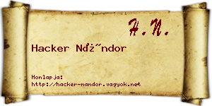Hacker Nándor névjegykártya